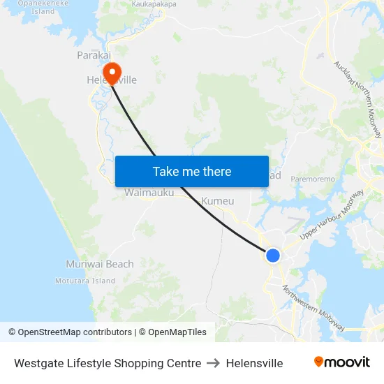 Westgate Lifestyle Shopping Centre to Helensville map