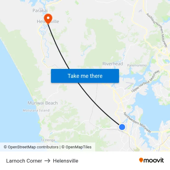 Larnoch Corner to Helensville map