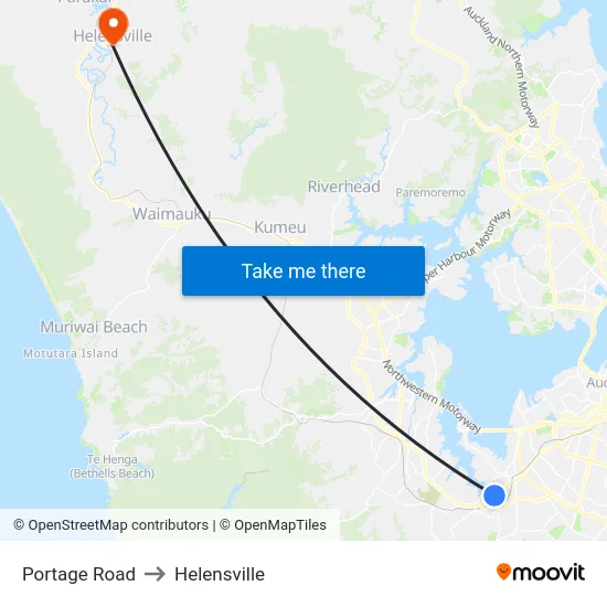 Portage Road to Helensville map