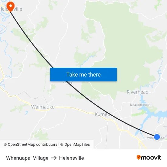 Whenuapai Village to Helensville map