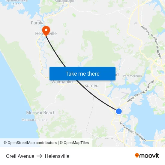 Oreil Avenue to Helensville map