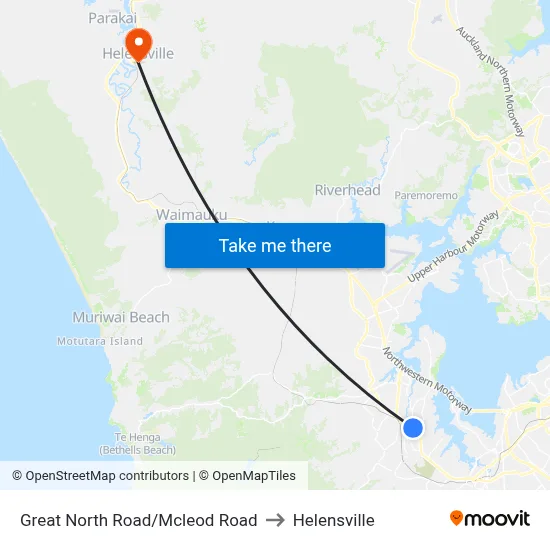 Great North Road/Mcleod Road to Helensville map