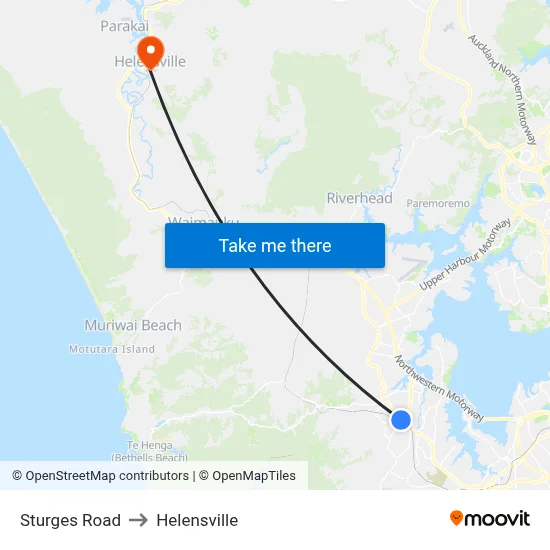 Sturges Road to Helensville map