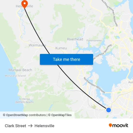 Clark Street to Helensville map