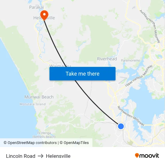 Lincoln Road to Helensville map