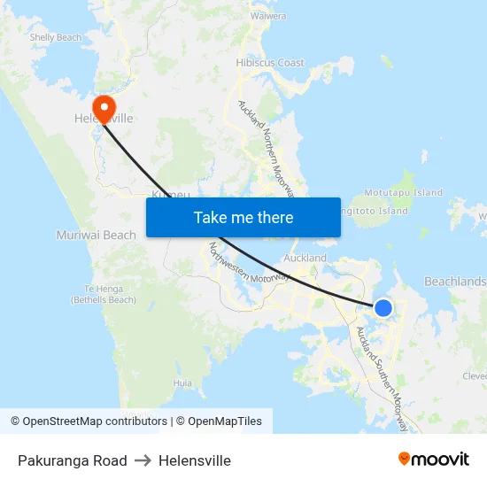 Pakuranga Road to Helensville map