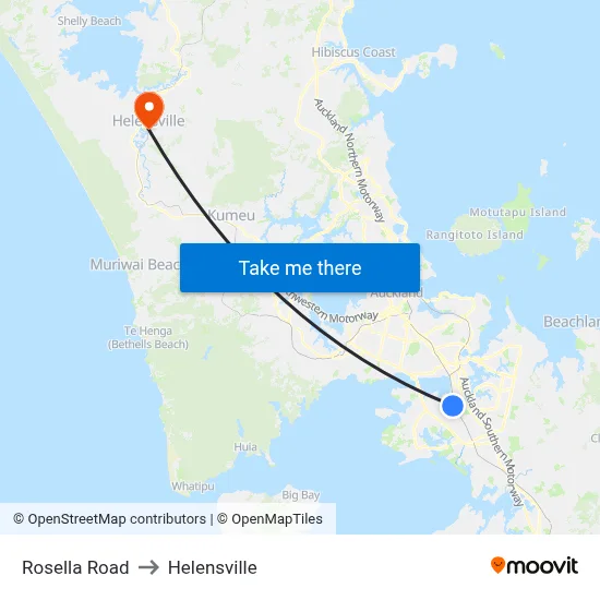 Rosella Road to Helensville map