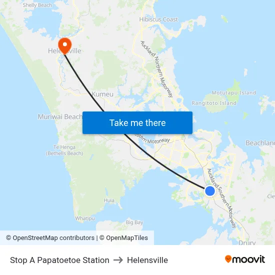 Stop A Papatoetoe Station to Helensville map