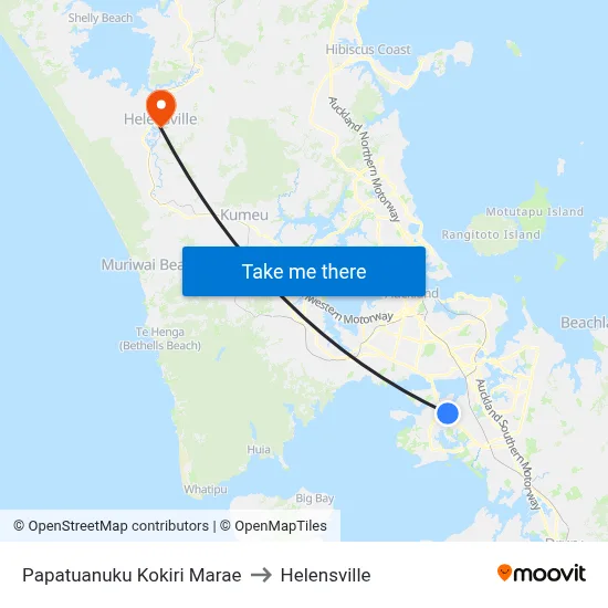 Papatuanuku Kokiri Marae to Helensville map