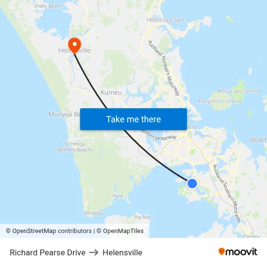 Richard Pearse Drive to Helensville map