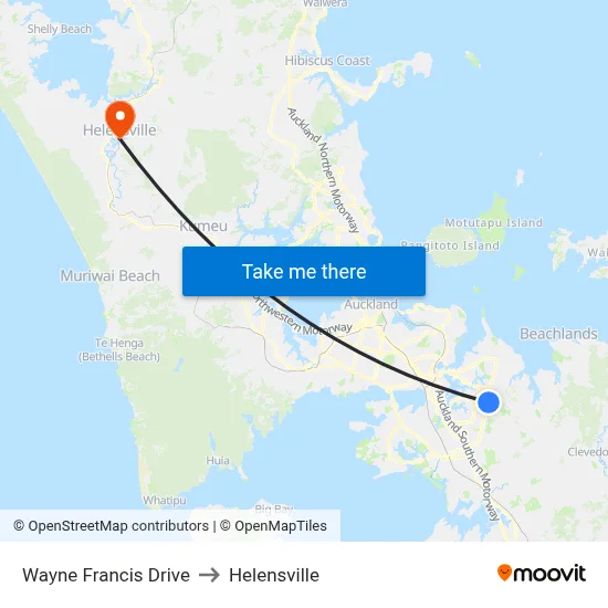 Wayne Francis Drive to Helensville map