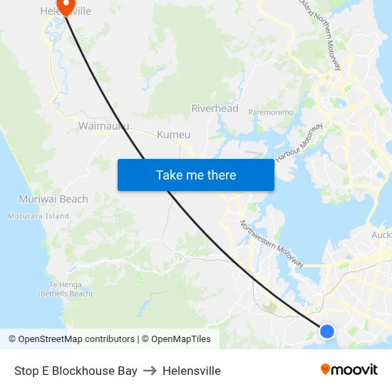 Stop E Blockhouse Bay to Helensville map