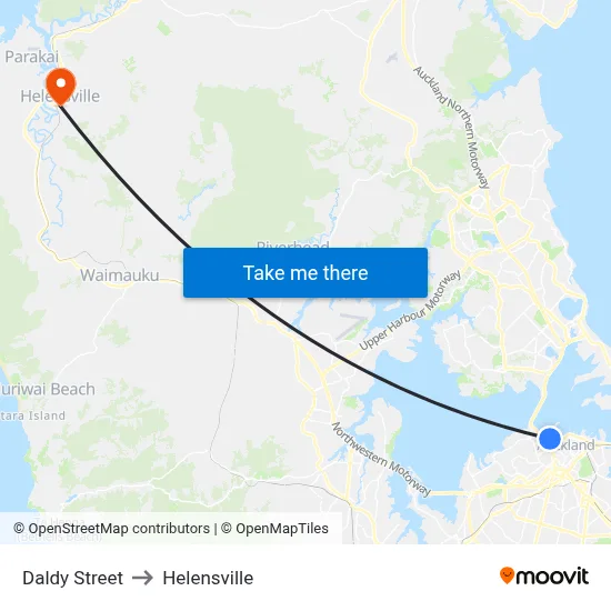 Daldy Street to Helensville map