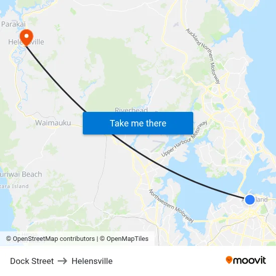 Dock Street to Helensville map
