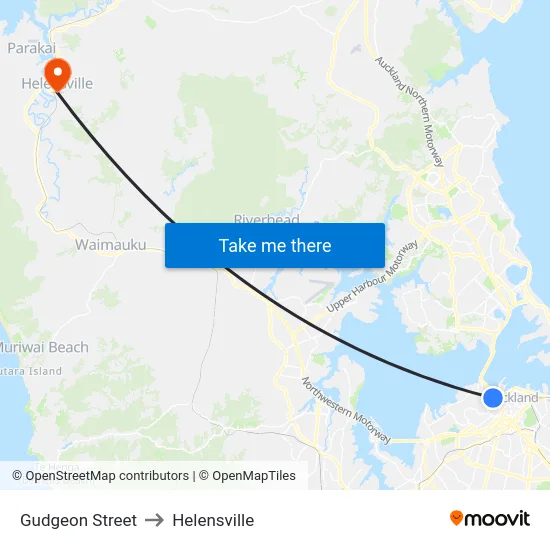 Gudgeon Street to Helensville map