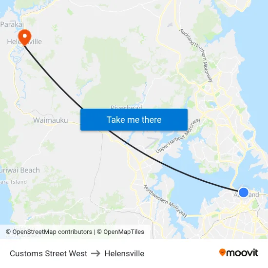 Customs Street West to Helensville map