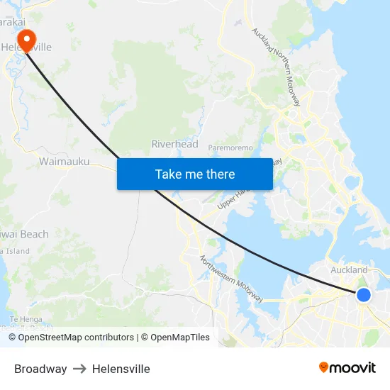 Broadway to Helensville map