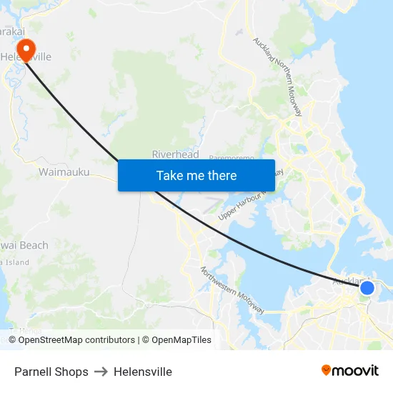 Parnell Shops to Helensville map
