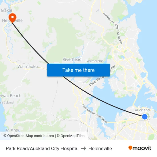Park Road/Auckland City Hospital to Helensville map