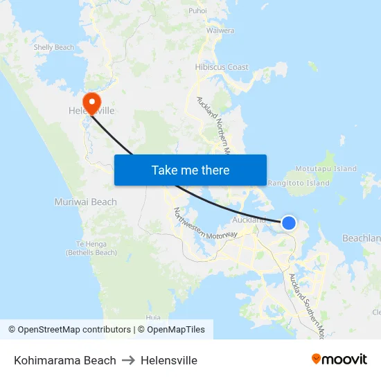 Kohimarama Beach to Helensville map