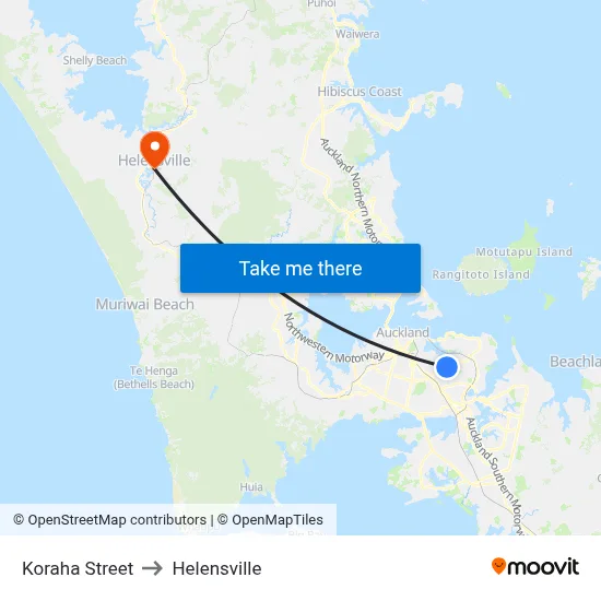 Koraha Street to Helensville map