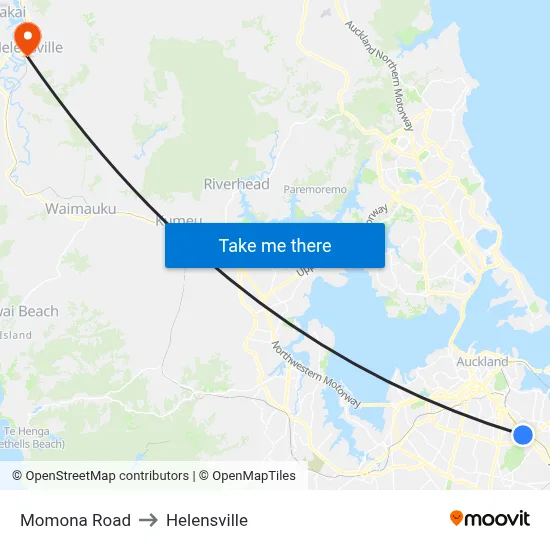Momona Road to Helensville map