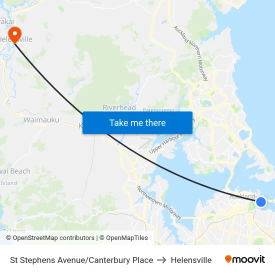 St Stephens Avenue/Canterbury Place to Helensville map