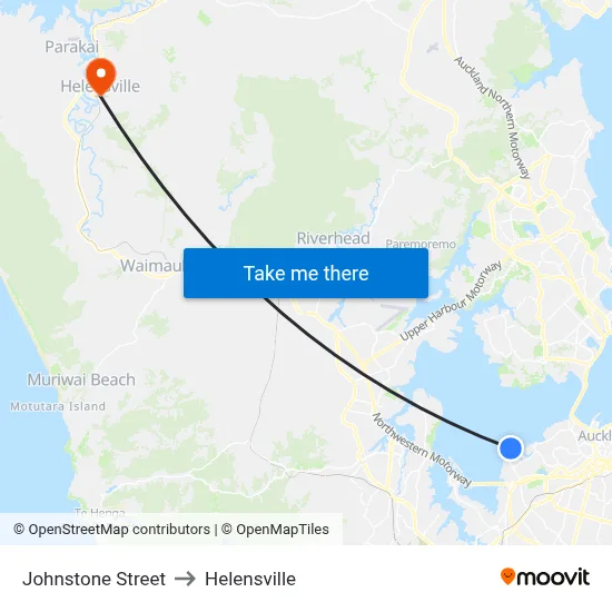 Johnstone Street to Helensville map