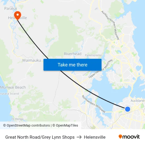 Great North Road/Grey Lynn Shops to Helensville map