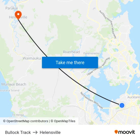 Bullock Track to Helensville map