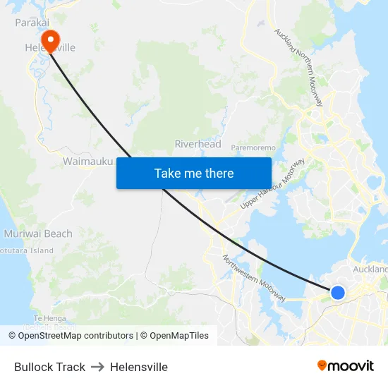 Bullock Track to Helensville map