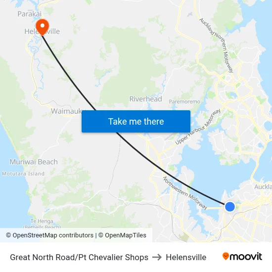 Great North Road/Pt Chevalier Shops to Helensville map