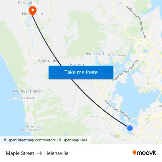 Maple Street to Helensville map