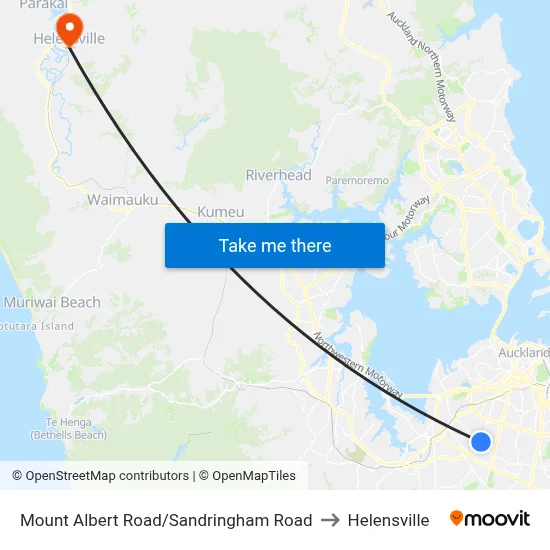 Mount Albert Road/Sandringham Road to Helensville map