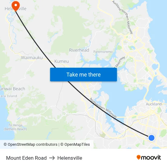 Mount Eden Road to Helensville map