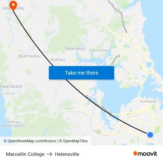 Marcellin College to Helensville map
