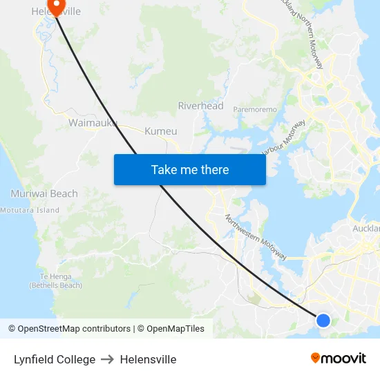 Lynfield College to Helensville map