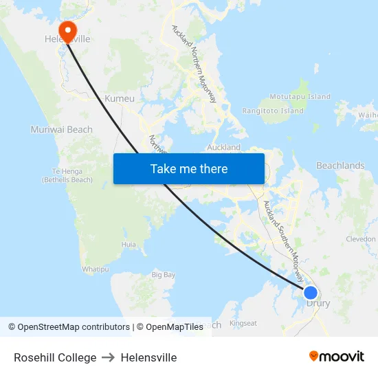 Rosehill College to Helensville map