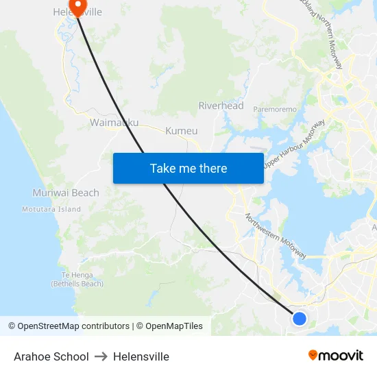 Arahoe School to Helensville map