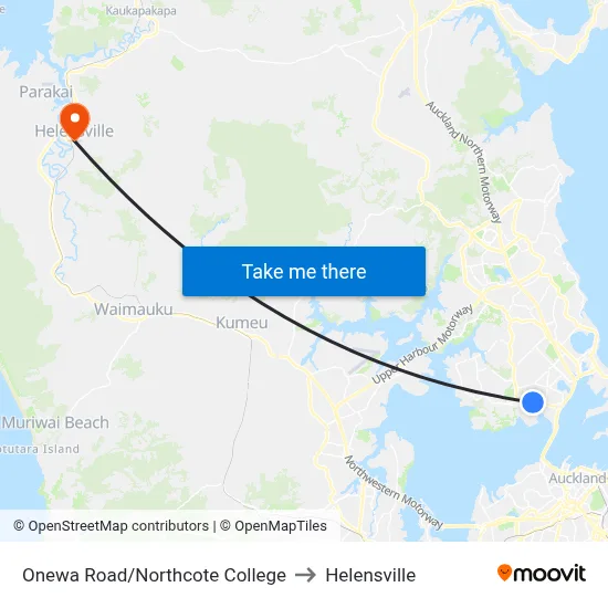 Onewa Road/Northcote College to Helensville map