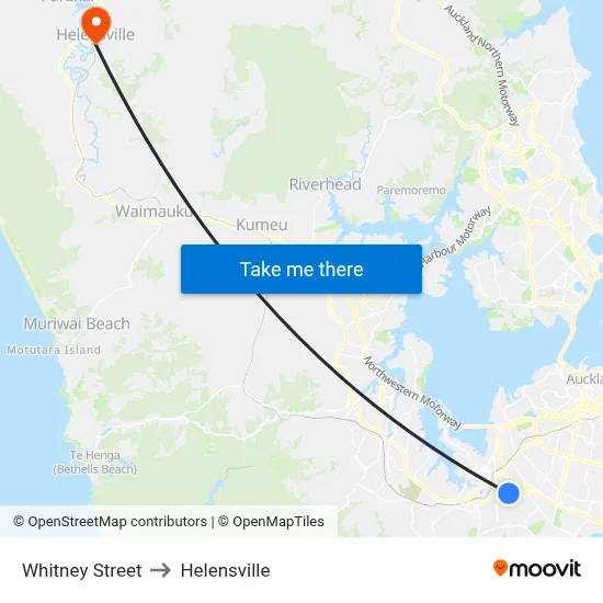 Whitney Street to Helensville map