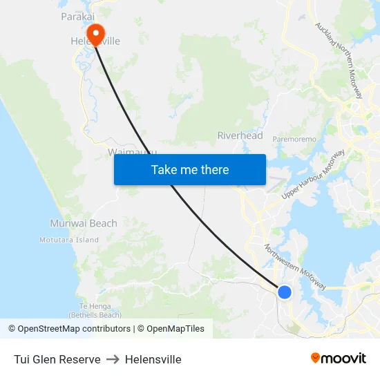 Tui Glen Reserve to Helensville map