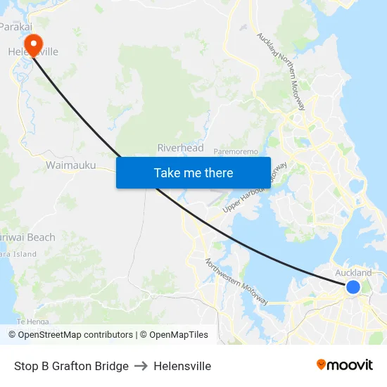 Stop B Grafton Bridge to Helensville map