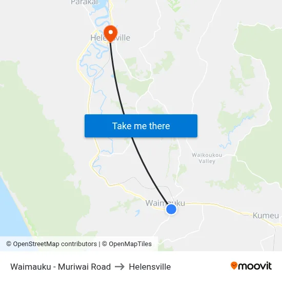Waimauku - Muriwai Road to Helensville map