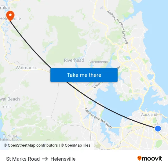 St Marks Road to Helensville map