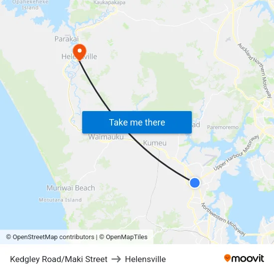 Kedgley Road/Maki Street to Helensville map