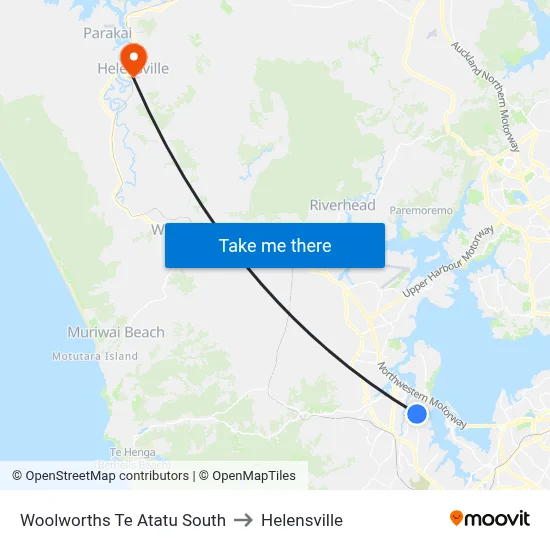 Woolworths Te Atatu South to Helensville map