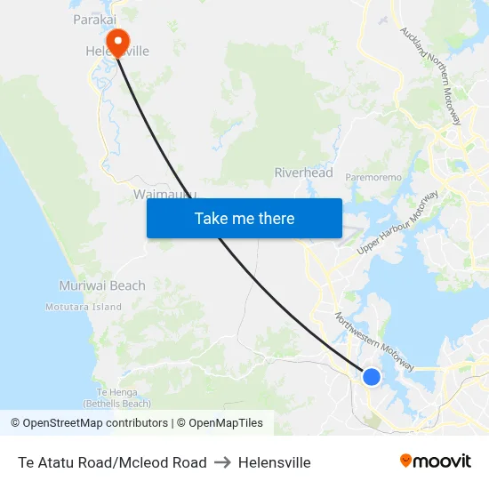 Te Atatu Road/Mcleod Road to Helensville map