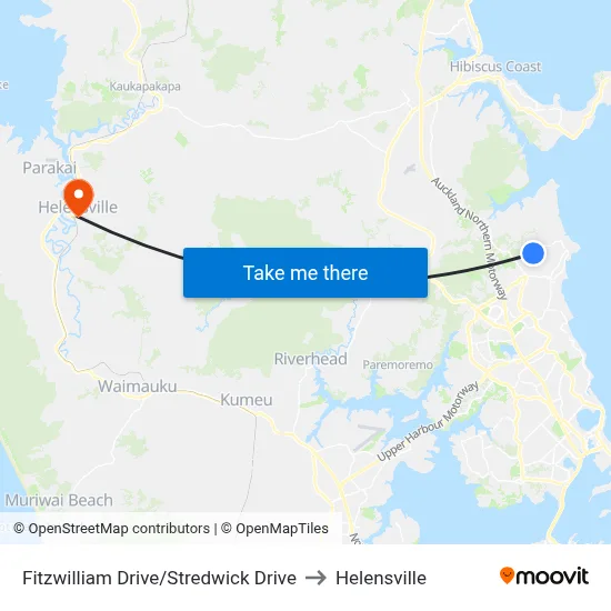 Fitzwilliam Drive/Stredwick Drive to Helensville map