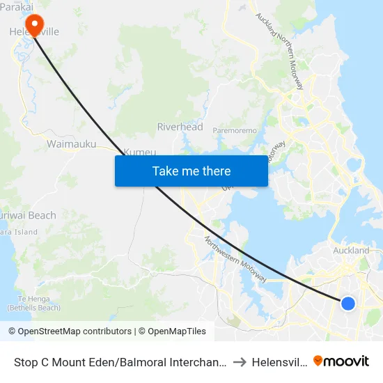 Stop C Mount Eden/Balmoral Interchange to Helensville map
